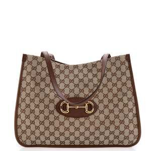 Horsebit Tote Gg Canvas With Leather #211358G10B